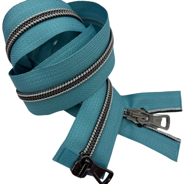 2-Wege-Reißverschluss 85 cm Armygrün Altmessing Pfirsich